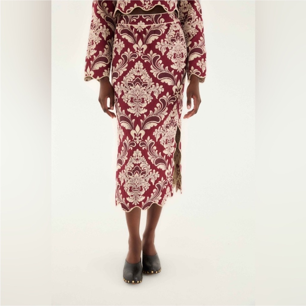 Farm Rio: Bicolor Jacquard Waves Midi Skirt DT - Picture 2 of 10
